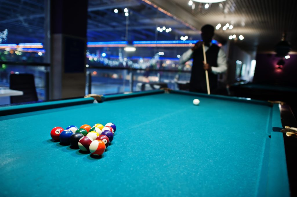 Billiards Table with Set of Balls Ready