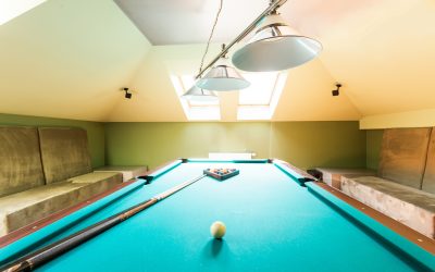 Entertainment Room In The House In The Attic With A Billiard Table