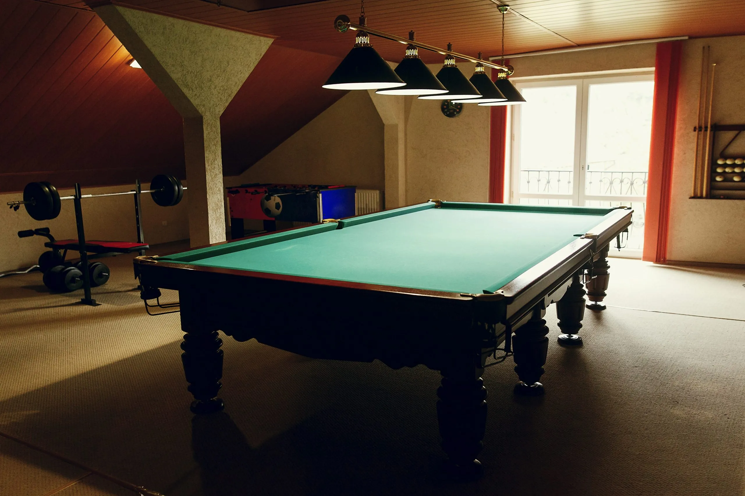 Luxury pool table at recreation room in rehabilitation centre in hospital